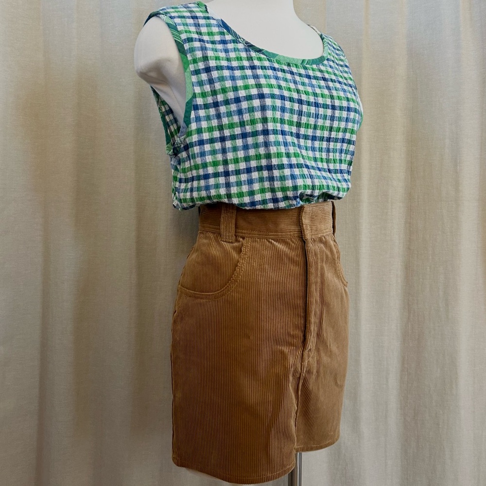 Tan Corduroy Mini Skirt – High-Waisted 100% Cotton A-Line